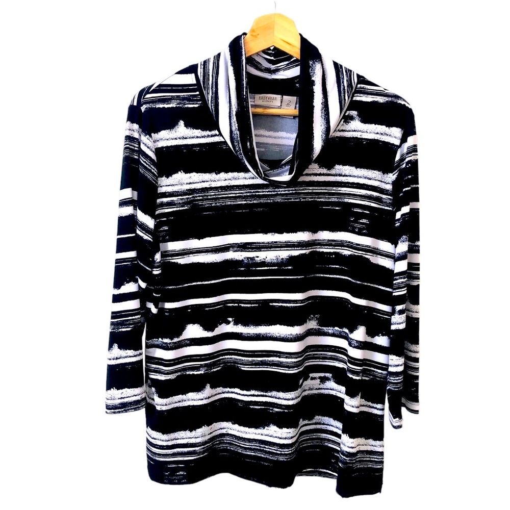 EASYWEAR BY CHICO’S Black and White Tunic Top